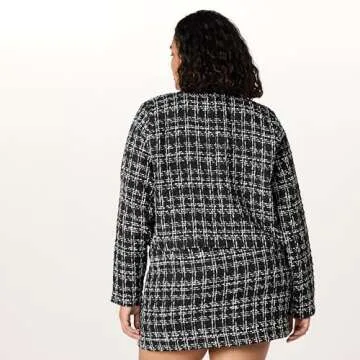 The Drop Women's Aida Cropped Boucle Jacket Black - Plus Size