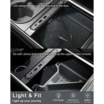 JOWUA Mini LED Hub Bar Compatible for 2021-2023 Tesla Model Y & Model 3 USB-C, USB-A,