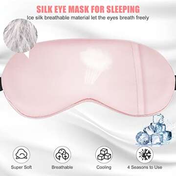 Cavoilu Cooling Eye Mask for Sleeping, Silk Sleep Mask w/Gel Eye Mask, Heated Eye Masks, Blindfold E...