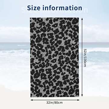 BZAXXQI Black Leopard Bath Towels,Leopard Beach Towel Quick Dry Bath Towels Soft Bath Towel for Swimming Camping Hotel Sports Bathroom