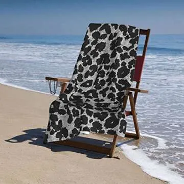 BZAXXQI Black Leopard Quick Dry Bath Towels for Swimming