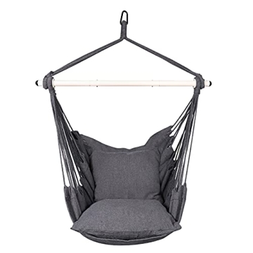 Highwild Hammock Chair Hanging Rope Swing for Indoor & Outdoor Relaxation with Cushions