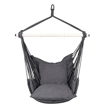 Highwild Hammock Chair Hanging Rope Swing for Indoor & Outdoor Relaxation with Cushions