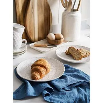 LE TAUCI Dinnerware Sets 12 PCS, Ceramic Plates and Bowls Set, Suit For Housewarming (10" Dinner Plate + 8" Salad Dish + 26 oz Cereal Bowl) x 4, Oven safe - Arctic White