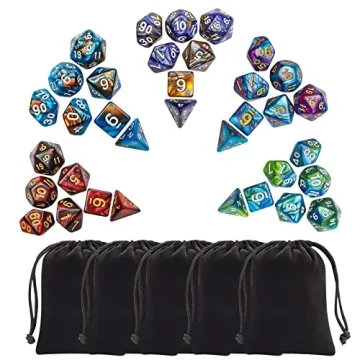 CiaraQ Polyhedral Dice Set 35 Pieces for Tabletop Gaming