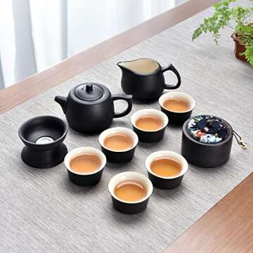 Chinese Gongfu Tea Set with Teapot,Tea Cups,Gongdao cup,Chinese Handmade Portable tea set traditiona...