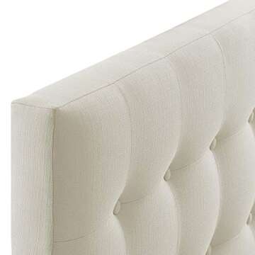 Modway Emily Tufted Button Linen Fabric Upholstered Twin Headboard in Ivory
