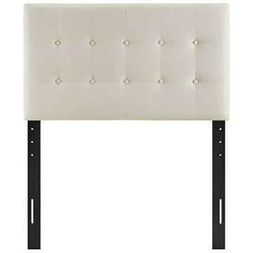 Modway Emily Tufted Button Linen Fabric Upholstered Twin Headboard in Ivory