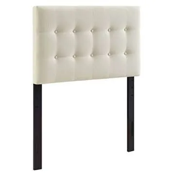 Modway Emily Tufted Button Linen Fabric Upholstered Twin Headboard in Ivory