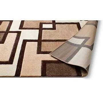 Well Woven Ruby Geometric 5x7 Area Rug Ivory & Beige Neutral Modern Contemporary Hand Carved Squares Design Perfect for Living Room Dining Room or Bedroom Plush Easy-Care Easy-to-Clean Carpet