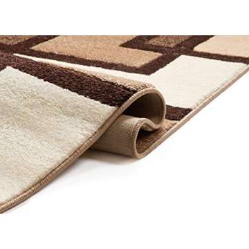 Well Woven Ruby Geometric 5x7 Area Rug Ivory & Beige Neutral Modern Contemporary Hand Carved Squares Design Perfect for Living Room Dining Room or Bedroom Plush Easy-Care Easy-to-Clean Carpet