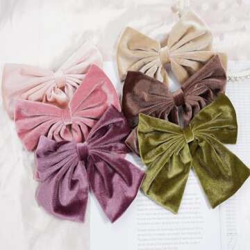 12 Pack Velvet Hair Bows Clips - Large Velvet Bows for All Occasions