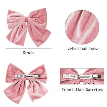 12 Velvet Hair Bows Clips for Teens & Women Stylish Hair Accessories