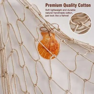 Cevicant 2 Pack Fish Net Decorative, 79 x 39 inch Fishnet for Mediterranean Decoration, Natural Cotton Fishing Net Wall Hangings for Wedding, Mermaid Baby Shower, Beach Party, Beach Table Decorations