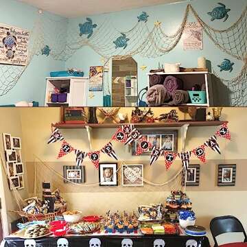 Cevicant 2 Pack Fish Net Decorative, 79 x 39 inch Fishnet for Mediterranean Decoration, Natural Cotton Fishing Net Wall Hangings for Wedding, Mermaid Baby Shower, Beach Party, Beach Table Decorations