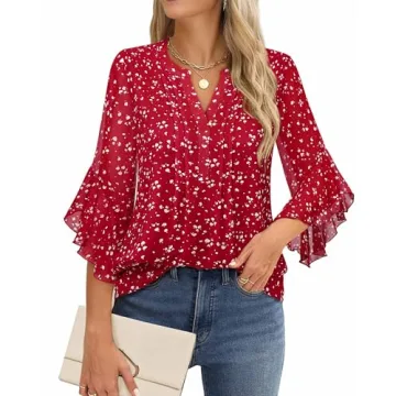 Stylish Timeson Red 3/4 Sleeve Women's Office Top
