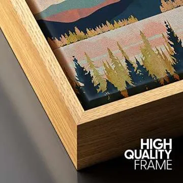 SIGNFORD Framed Canvas Print Wall Art Woodland Nursery Decor Mountain, Forest & Lake Abstract Wilderness Modern Art Rustic Scenic Colorful for Living Room, Bedroom, Office - 16"x24" Natural