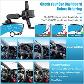 KSYER Phone Mount for Car Dashboard & Air Vent, 1200 Degree Rotation Cell Phone Holder [Multi-Angles...