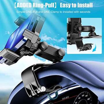 KSYER Phone Mount for Car Dashboard & Air Vent, 1200 Degree Rotation Cell Phone Holder [Multi-Angles] for iPhone Samsung All Smartphone (Black)