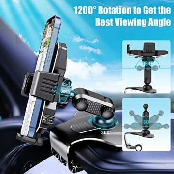 KSYER Phone Mount for Car Dashboard & Air Vent, 1200 Degree Rotation Cell Phone Holder [Multi-Angles] for iPhone Samsung All Smartphone (Black)
