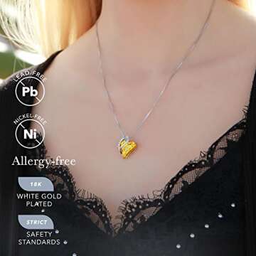Leafael Necklaces for Women, Infinity Love Heart Pendant with Citrine Yellow Birthstone Crystal