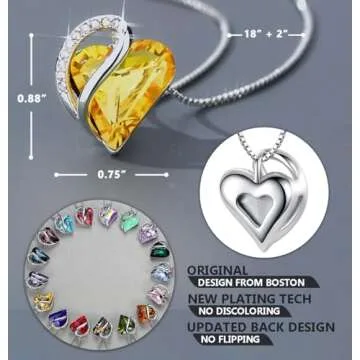Leafael Infinity Love Heart Necklace with Citrine Birthstone