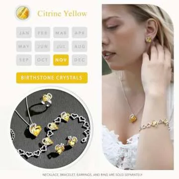 Leafael Infinity Love Heart Necklace with Citrine Birthstone