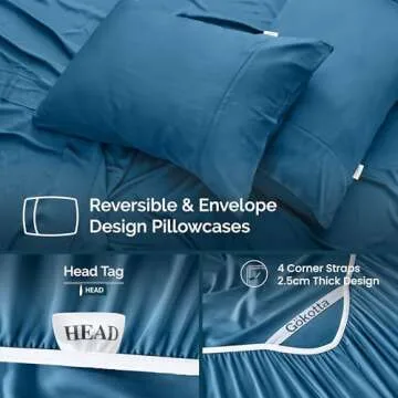 GOKOTTA King Size Luxury Bed Sheets 4 Piece Set, 100% Rayon Derived from Bamboo, Softer and Cooling Than Cotton, 24" Extra Deep Pocket Fitted Sheets with Elastic Corner Straps,Blue