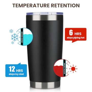 MEWAY 20oz Tumbler 12 Pack Double Wall Vacuum Insulated Travel Mug Bulk, Stainless Steel Tumblers with Lid and Straw, Durable Powder Coated Coffee Cups for Cold & Hot Drinks (Black, 12)