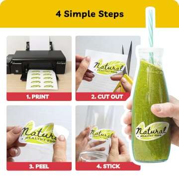 Sticker Paper for Inkjet Printer - (30 Sheets), 8.5 x 11" Letter Size, Matte Sticker Paper - Ideal for Crafting and Printing Vibrant, Long-Lasting Designs