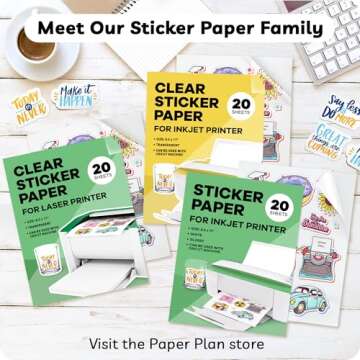 Sticker Paper for Inkjet Printer - (30 Sheets), 8.5 x 11" Letter Size, Matte Sticker Paper - Ideal for Crafting and Printing Vibrant, Long-Lasting Designs