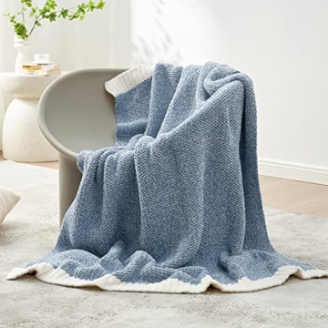 Snuggle Sac Cozy Reversible Blue Throw Blanket