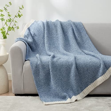 Snuggle Sac Cozy Reversible Blue Throw Blanket