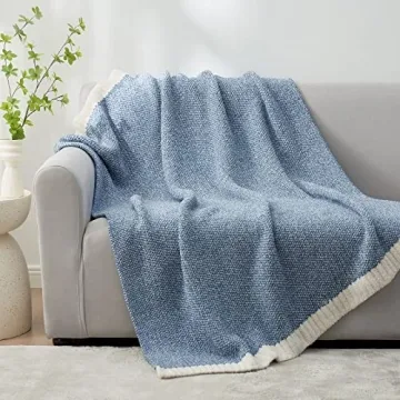 Snuggle Sac Cozy Reversible Blue Throw Blanket