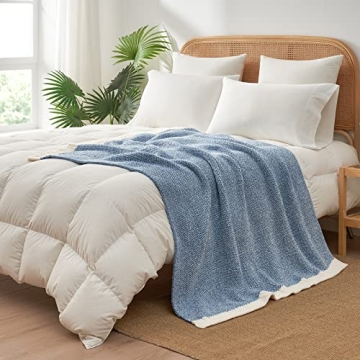 Snuggle Sac Cozy Reversible Blue Throw Blanket