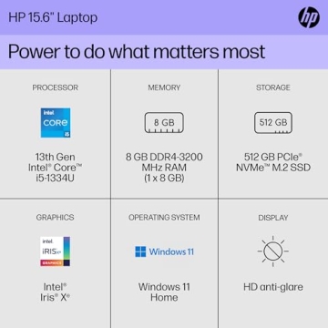 HP 15-inch Laptop 13th Gen Core i5 8GB 512GB SSD