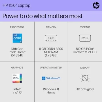 HP 15-inch Laptop 13th Gen Core i5 8GB 512GB SSD