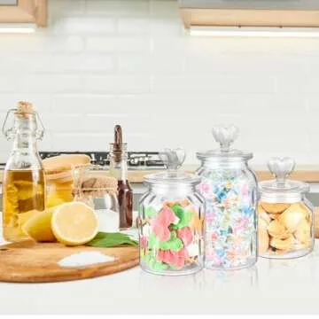 Heart Jars Set of 3 Cute Glass Containers for Storage