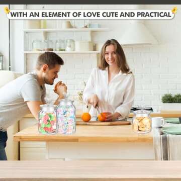 Heart Jars Set of 3 Cute Glass Containers for Storage