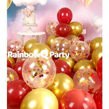 RainbowQ Party Metallic Shiny Red and Gold Balloons 12 Inch 68PCS Red Gold Confetti Balloons Latex Helium Balloon Set for Graduation Anniversary Wedding Birthday Party Decorations