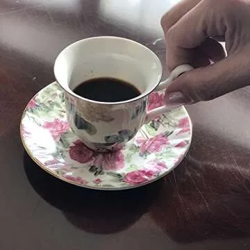 Elegant Gracie China Rose Chintz Espresso Cup Set of 4