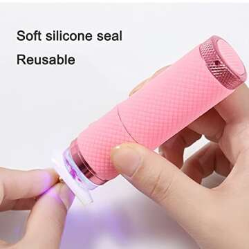 Meitawilltion UV LED Nail Dryer Presser with Flat Silicone Head,Portable Small Light Nail Lamp for Gel Nails,Mini 9 LED Flashlight Portability Nail Light for Nail Art Pink