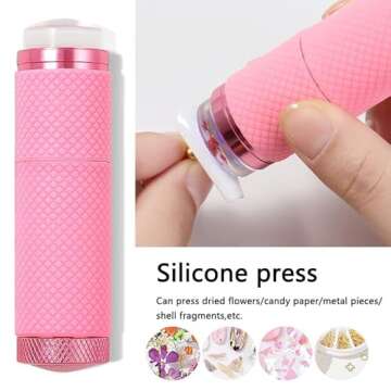 Meitawilltion UV LED Nail Dryer Presser with Flat Silicone Head,Portable Small Light Nail Lamp for Gel Nails,Mini 9 LED Flashlight Portability Nail Light for Nail Art Pink