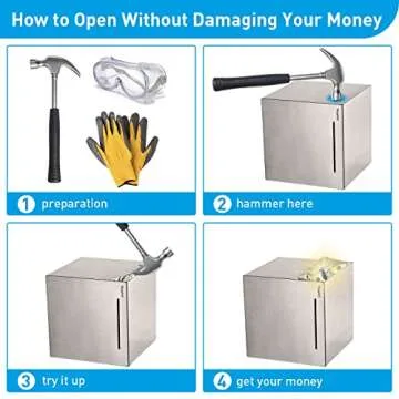 Adults Safe Piggy Bank Made of Stainless Steel,Can Only Save The Piggy Bank That Cannot be Taken Out(4.72 inch)