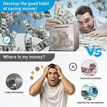 Adults Safe Piggy Bank Made of Stainless Steel,Can Only Save The Piggy Bank That Cannot be Taken Out(4.72 inch)