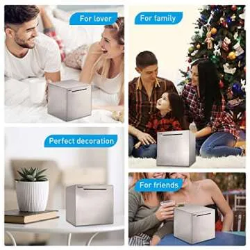 Adults Safe Piggy Bank Made of Stainless Steel,Can Only Save The Piggy Bank That Cannot be Taken Out(4.72 inch)