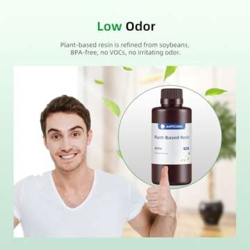 ANYCUBIC 3D Printer Resin with Low Odor and Safety, 405nm UV Plant-Based Rapid Resin with High Precision and Quick Curing for LCD 3D Printing (White, 500g)