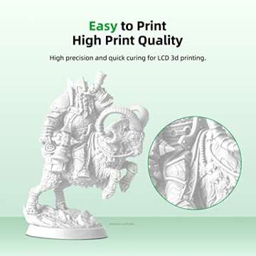 ANYCUBIC 3D Printer Resin with Low Odor and Safety, 405nm UV Plant-Based Rapid Resin with High Precision and Quick Curing for LCD 3D Printing (White, 500g)
