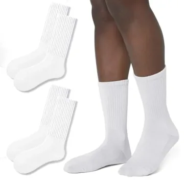 Women Crew Socks: Retro Slouchy Solid Casual Cushioned Pack