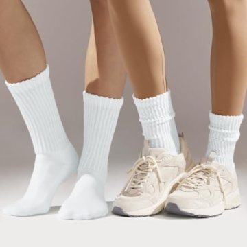 Slouchy White Crew Socks - Pack of 2 for Comfort